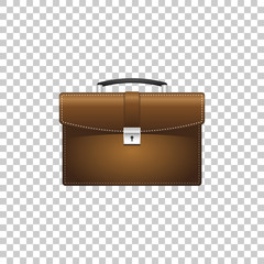 Realistic Briefcase brown for business isolated object on transparent background. Business case sign. Vector Illustration
