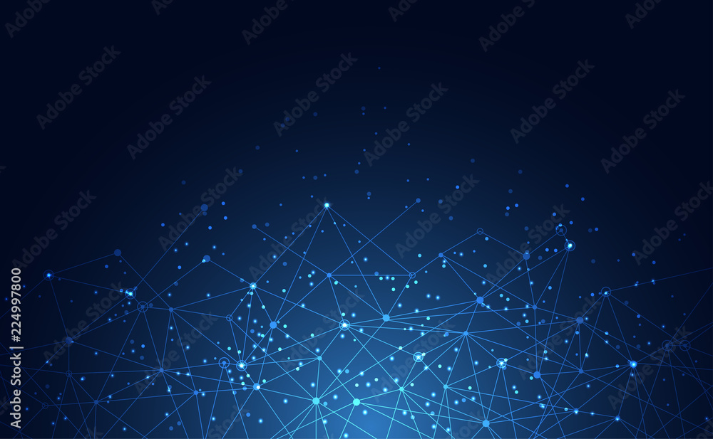 Fototapete modern abstract network science connection technology internet and graphic design. on hi tech future
