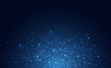 Modern abstract network science connection technology internet and graphic design. on hi tech future blue background network. for template,web design wallpaper,poster,presentation.Vector illustration