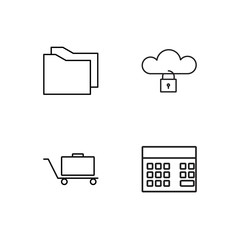 business simple outlined icons set