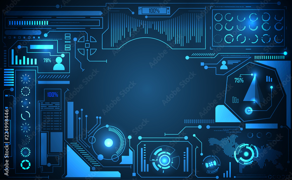 Poster abstract technology ui futuristic concept ai hud interface hologram elements of digital data chart, 