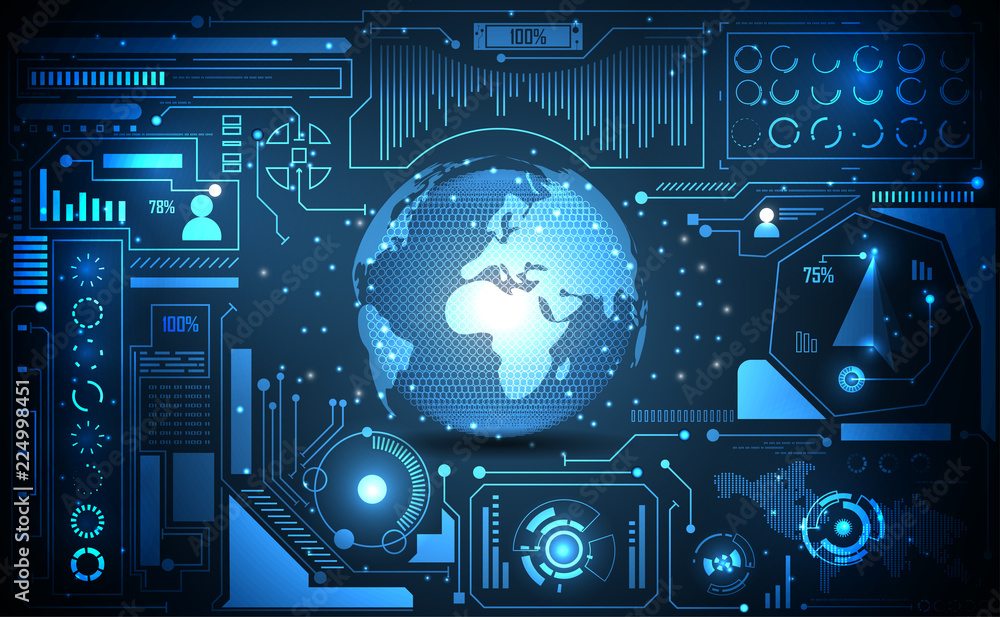 Poster abstract technology ui futuristic concept world digital hud interface hologram elements of digital d