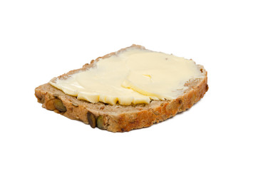 Eine Scheibe viereckiges Butterbrot