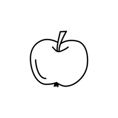 Black & white vector illustration of apple. Line icon of fresh fruit. Vegan & vegetarian food. Health eating ingredient. Isolated object