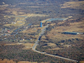 Aerial view of Medicine Park and the surrounding areas at thethe Comanche County, Oklahoma, viewed...