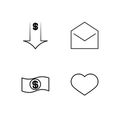 business simple outlined icons set