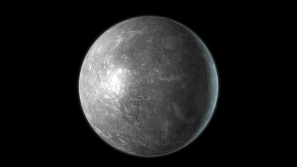 Mercury planet isolated on black background. 3D render