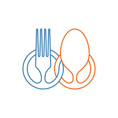 Fork and spoon logo template. Fork and spoon intertwined in circle. Vector illustration.