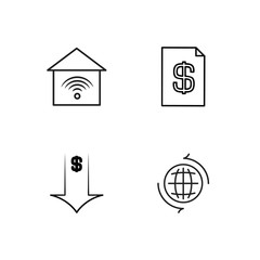 business simple outlined icons set