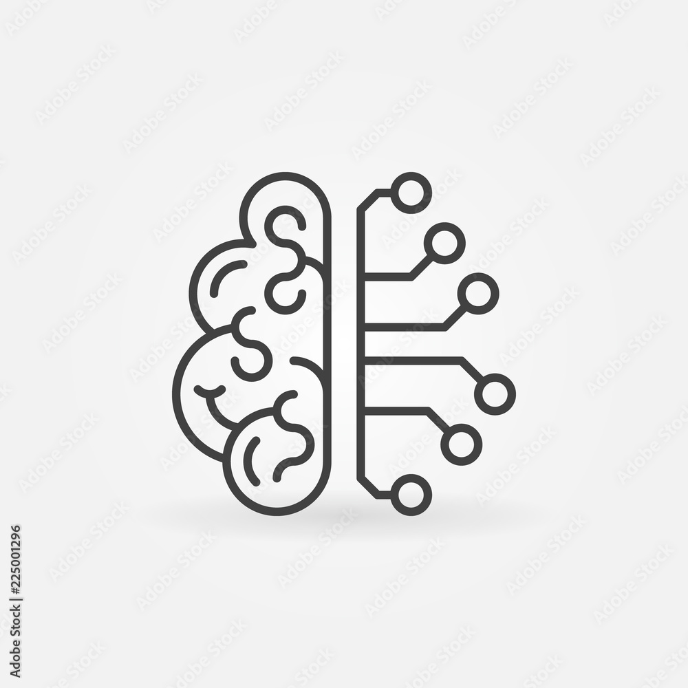 Aufkleber cyberbrain outline icon - vector artificial intelligence brain