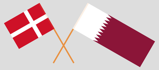 Qatar and Denmark. The Qatari and Danish flags. Official colors. Correct proportion. Vector