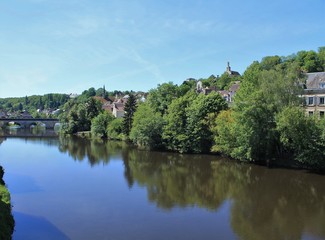 Fototapeta na wymiar River Creuse in Argenton sur Creuse called the Venice of Berry, Berry region - Indre, France