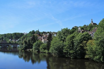Fototapeta na wymiar River Creuse in Argenton sur Creuse called the Venice of Berry, Berry region - Indre, France