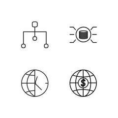 business simple outlined icons set