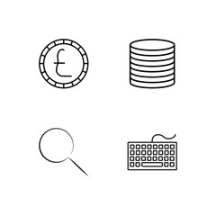 business simple outlined icons set