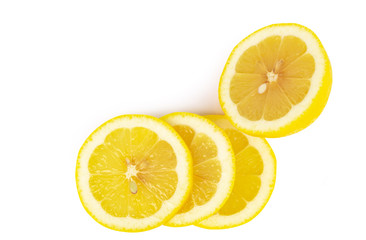 Top view fresh lemon fruit isolated on white background
