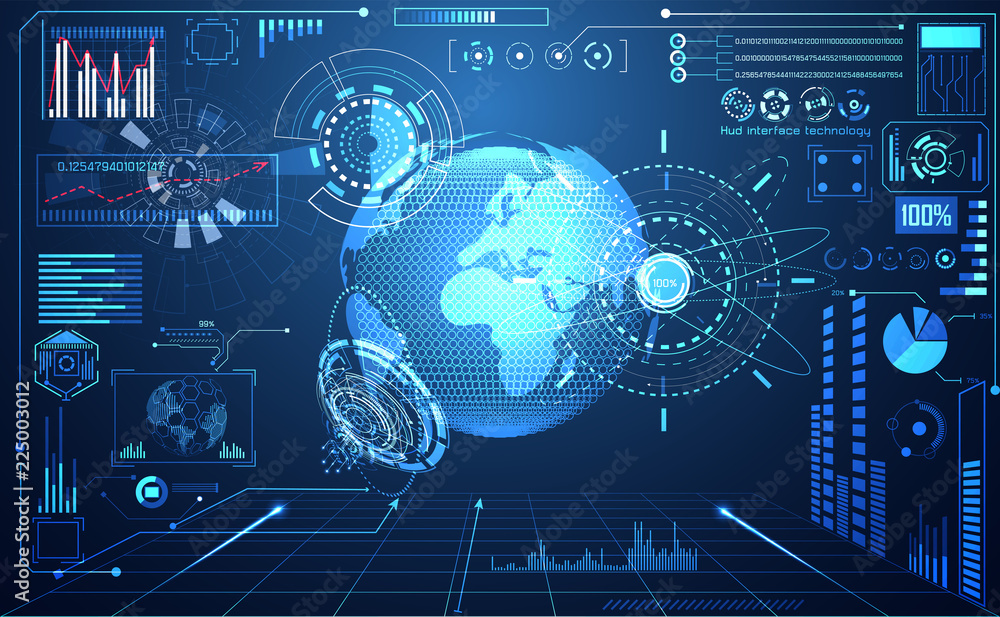 Poster abstract technology ui futuristic concept world digital hud interface hologram elements of digital d