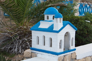 Small church on the roadside in Lefkos on Karpathos in Greece
