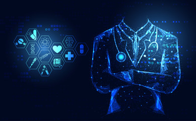 Abstract health medical science healthcare icon digital technology doctor concept modern innovation,Treatment,medicine on hi tech future blue background. for wallpaper, template, web design.