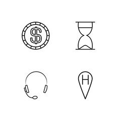 business simple outlined icons set