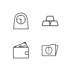 business simple outlined icons set