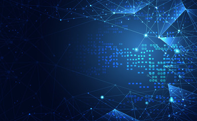 Modern abstract network science connection technology internet and graphic design. on hi tech future blue background network. for template,web design wallpaper,poster,presentation.Vector illustration