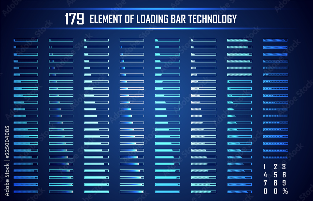 Poster set of loading bar abstract digital technology ui futuristic hud virtual interface elements sci- fi 