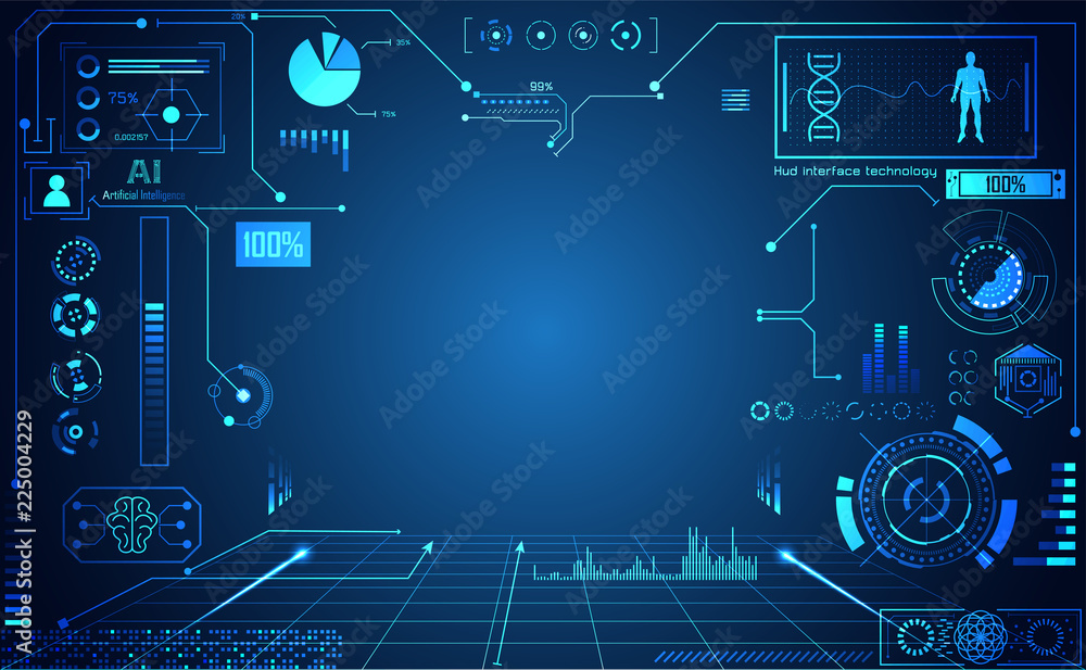 Poster abstract technology ui futuristic concept hud interface hologram elements of digital data chart, com