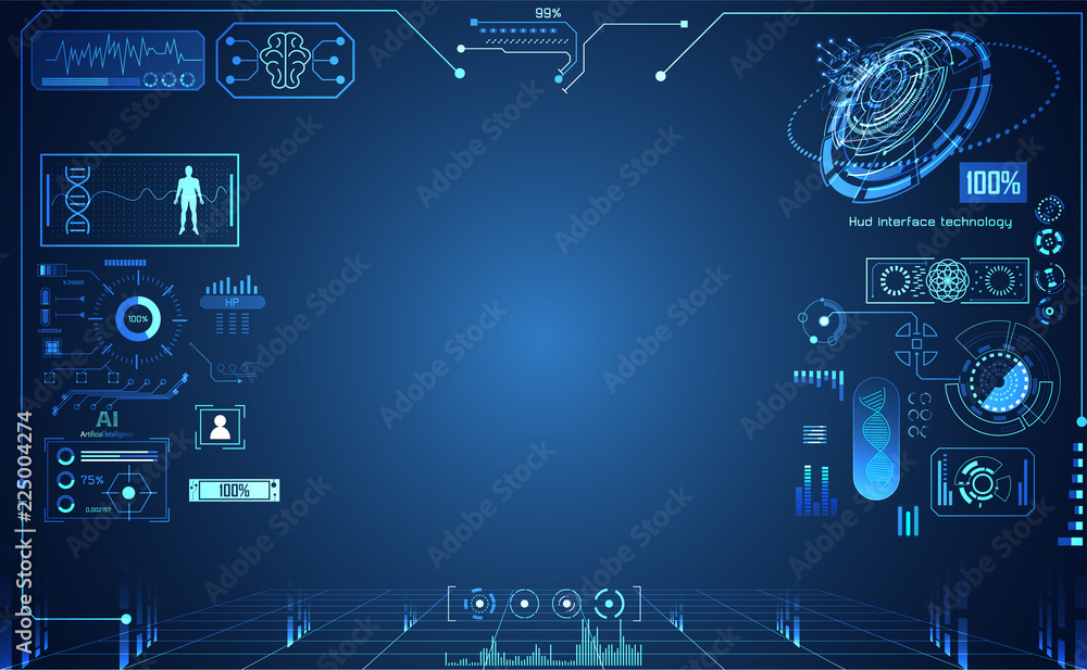 Poster abstract technology ui futuristic concept hud interface hologram elements of digital data chart, com