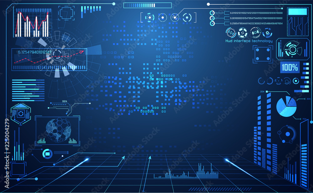Poster abstract technology ui futuristic concept hud interface hologram elements of digital data chart, com