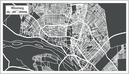Niamey Niger City Map in Retro Style. Outline Map.
