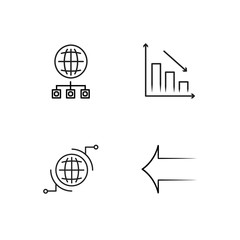 business simple outlined icons set