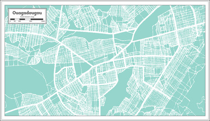 Ouagadougou Burkina Faso City Map in Retro Style. Outline Map.