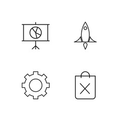 business simple outlined icons set