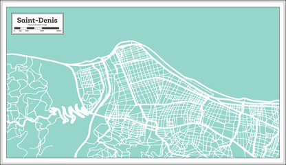 Saint Denis Reunion City Map in Retro Style. Outline Map.