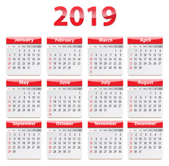 2019 English calendar_red glossy
