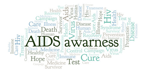 Fototapeta premium AIDS awarness word cloud, made with text only.