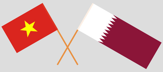 Qatar and Vietnam. The Qatari and Vietnamese flags. Official colors. Correct proportion. Vector