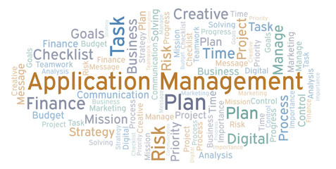 Obraz premium Application Management word cloud, made with text only.