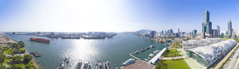 Fototapeta na wymiar Aerial view of kaohsiung city and harbor. Taiwan.