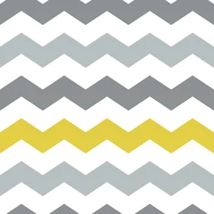 Foto op Plexiglas Visgraat Eenvoudig naadloos patroon van grijze en gele zigzaglijnen