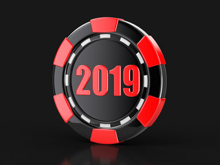 chip of casino 2019. Image with clipping path