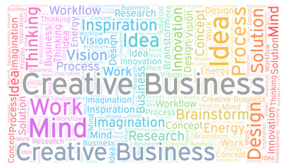 Creative Business word cloud, made with text only.