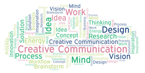 Creative Communication word cloud, made with text only.