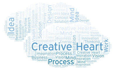 Fototapeta premium Creative Heart word cloud, made with text only.