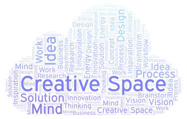 Obraz premium Creative Space word cloud, made with text only.