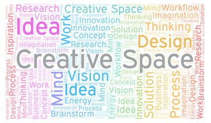 Creative Space word cloud, made with text only.