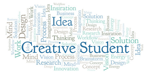 Fototapeta premium Creative Student word cloud, made with text only.