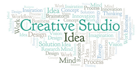Fototapeta premium Creative Studio word cloud, made with text only.