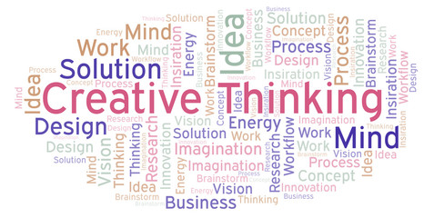Creative Thinking word cloud, made with text only.